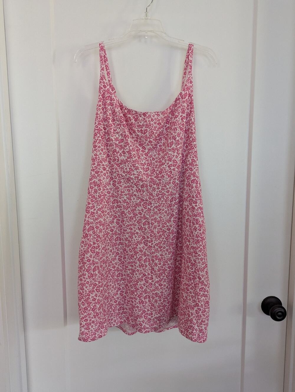 Old Navy Women's Large Pink Floral Short Sundress Linen Travel Cottagecore NWT